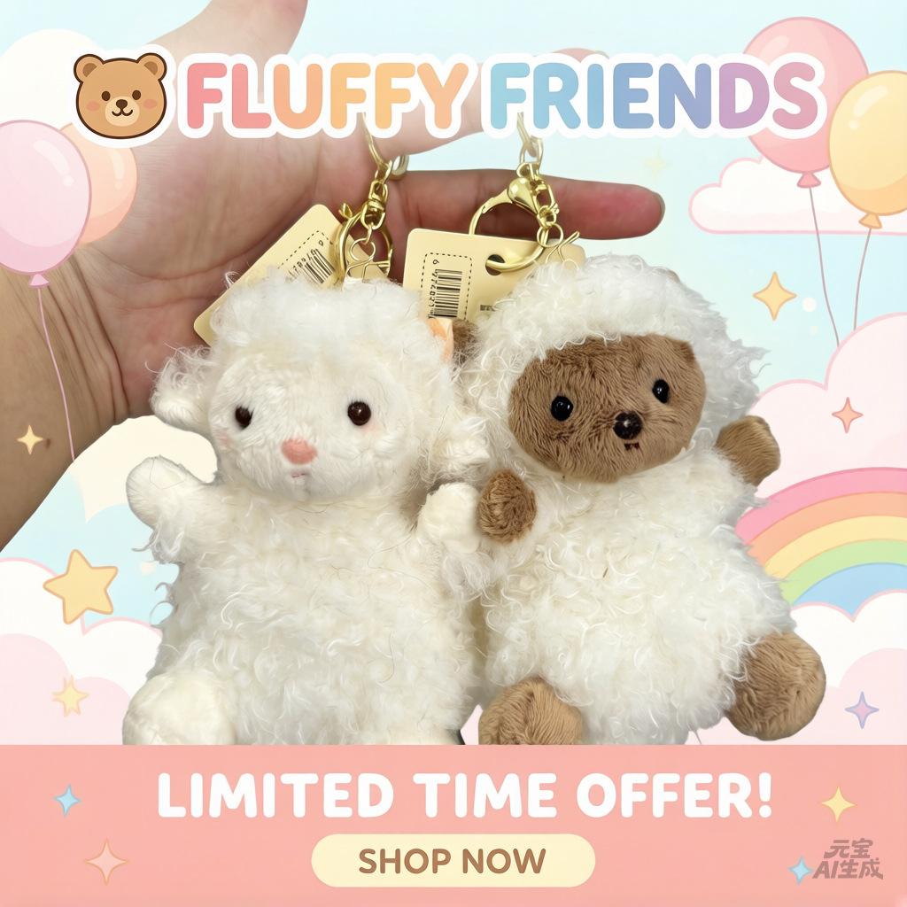 Cute Sheep Plush Keychain Doll Pendant Bag Charm Accessory 12cm