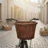 Woven Wicker Basket Vintage Style Front Cycle for Biking Natural Wood S