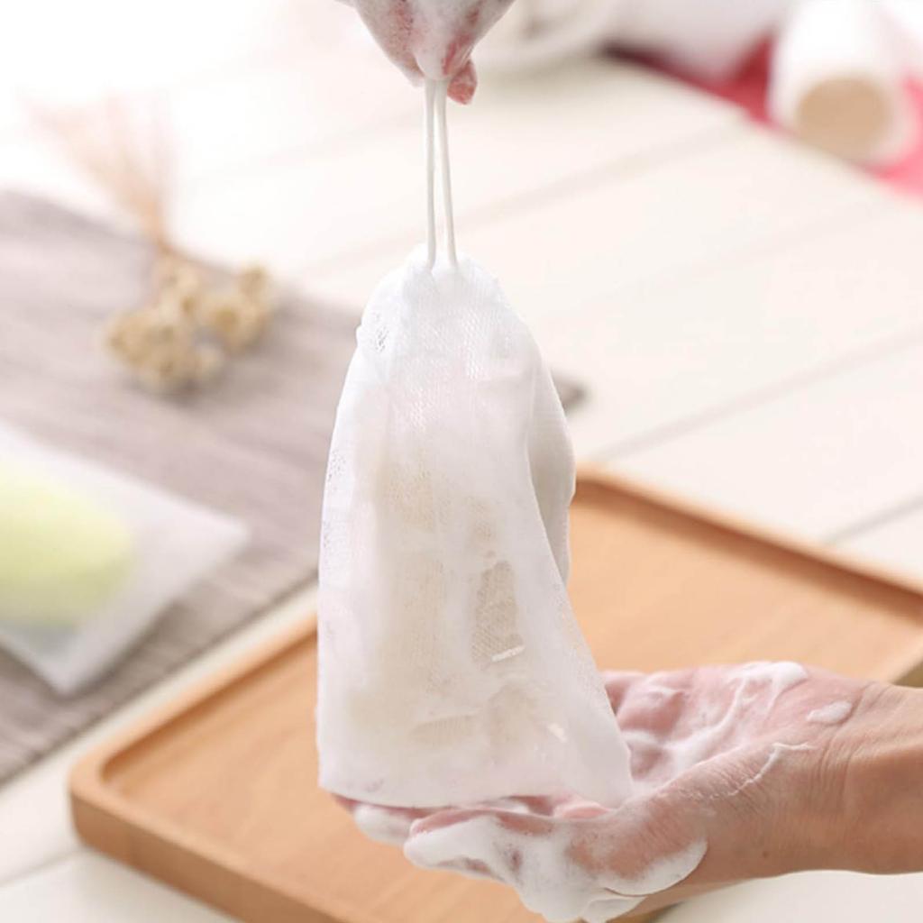Mesh Foaming Pouch For Soap Drawstring Design For Easy Use Quick Drying Comfortable Texture For Home Bathing Lathering Soap Net For Handmade Bars