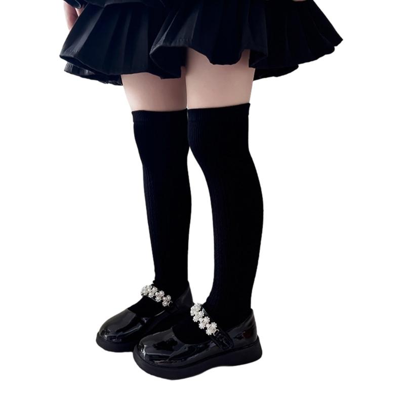 

Стильные детские гольфы до колена Мягкие и дышащие чулки выше колена Однотонные Нескользящие Утолщенная подошва Теплые носки 1 чёрный