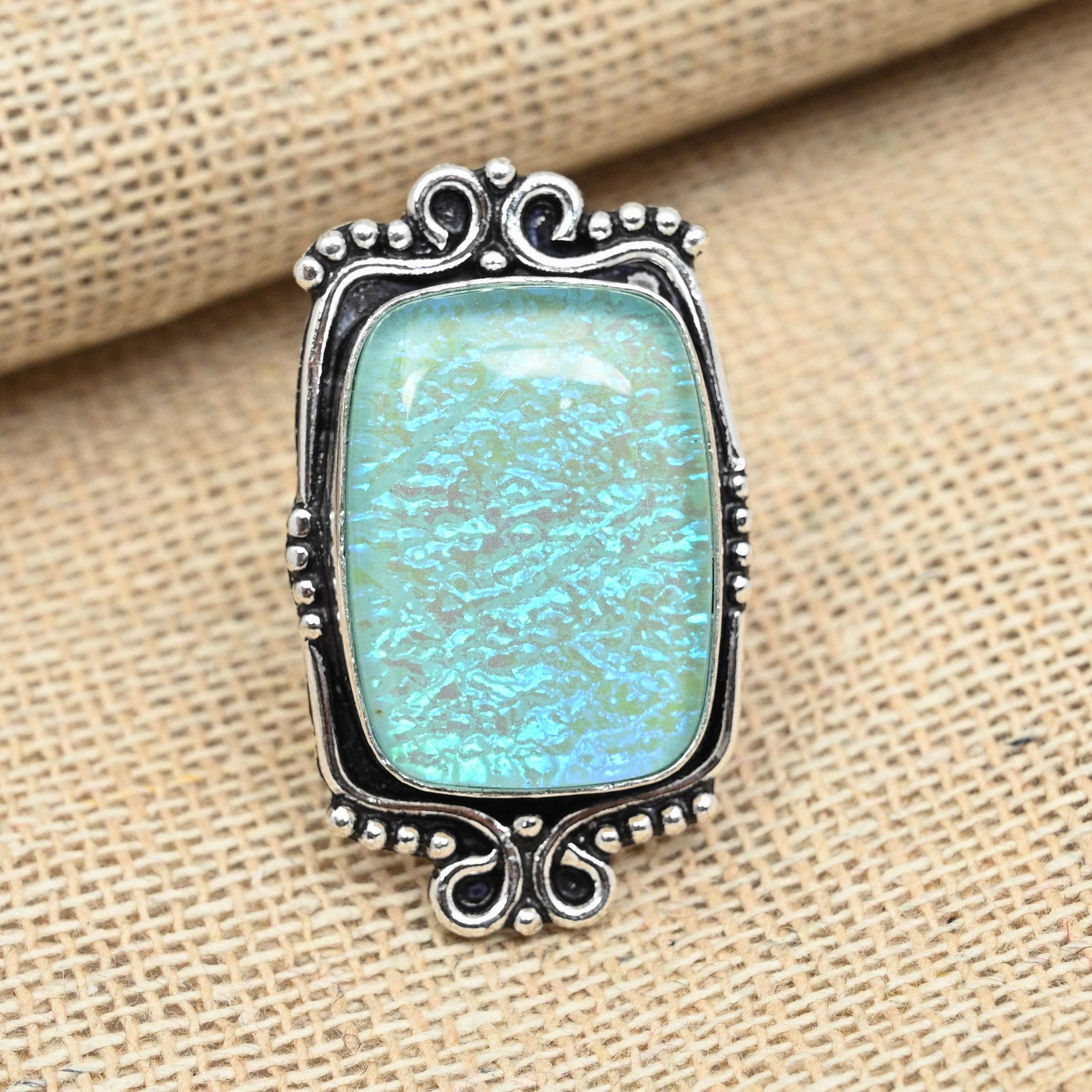 

Синий тройной опаловый драгоценный камень стерлингового серебра 925 пробы красивое кольцо ювелирные изделия ручной работы 9.5 синий