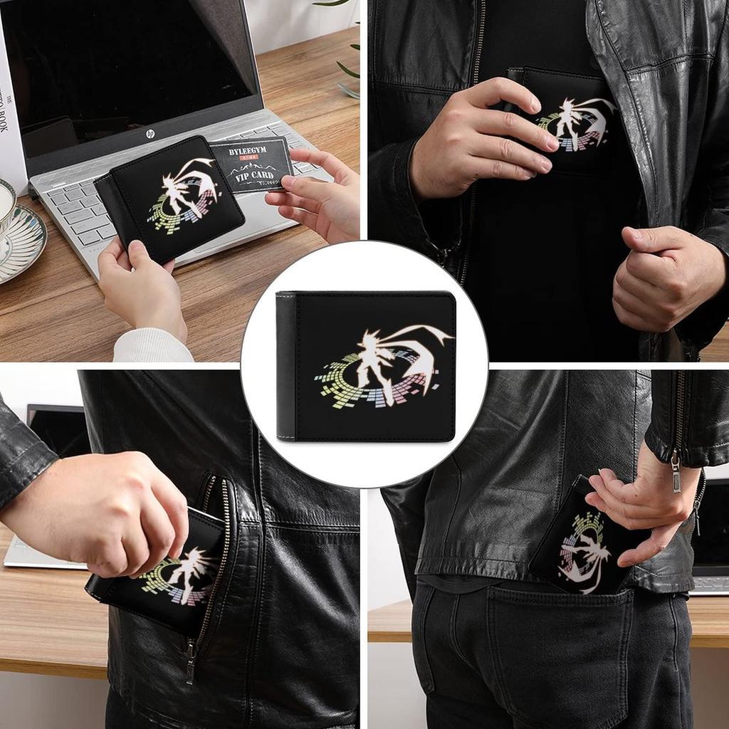 Symphogear Men's Bi-fold Leather Wallet with Coin Purse, Women's Bi-fold Wallet, Slim Wallet, Small Wallet, Popular, Business, Coin Purse, Father's Da