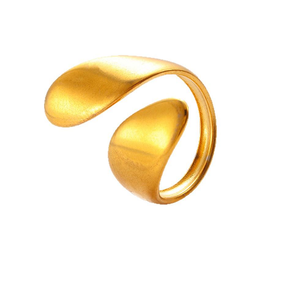 Trendy Women's 18K Gold Open Geometric Waterdrop Stainless Steel Ring
