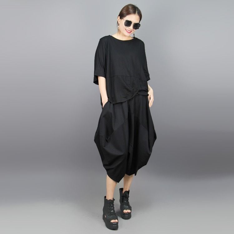 Pantaloni Casual de Vară Plus pentru Femei Pantaloni Harem Pantaloni Floare Mugur Versiune Coreeană Fustă Largă Pantaloni Scurtați