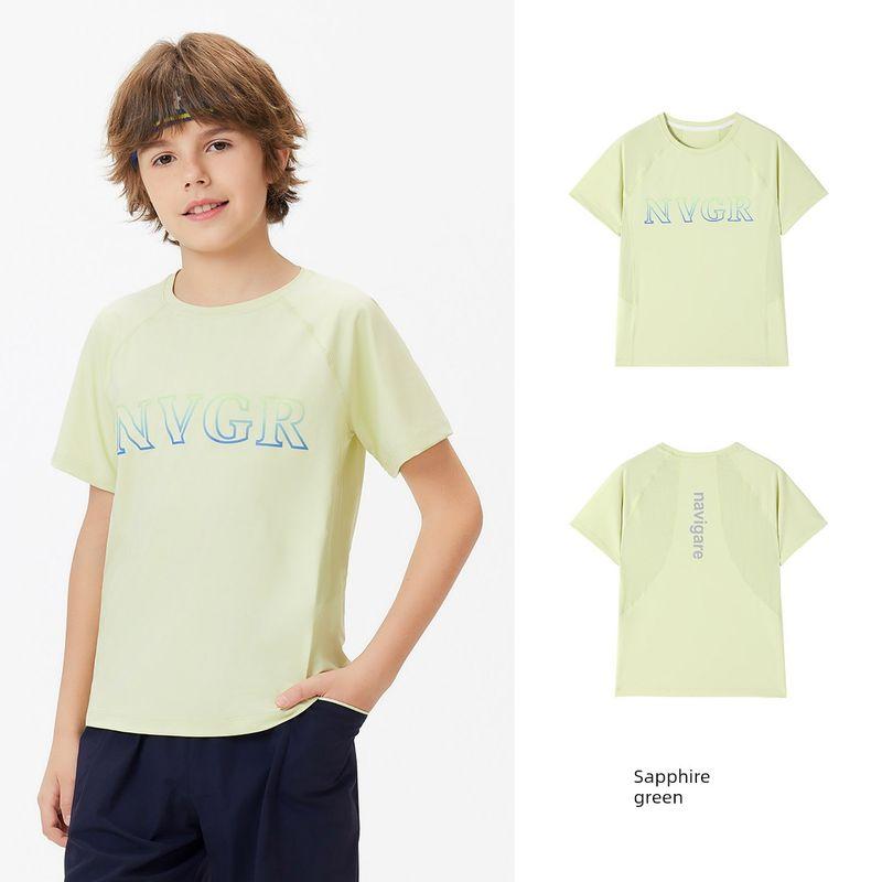 Navigare Italian Small Sailboat Children s Clothing Boys  Quick-Drying Short-Sleeved 2026 Summer Thin Kidsren s Sports T-Shirt Urban Pulse-Sapphire Green 140