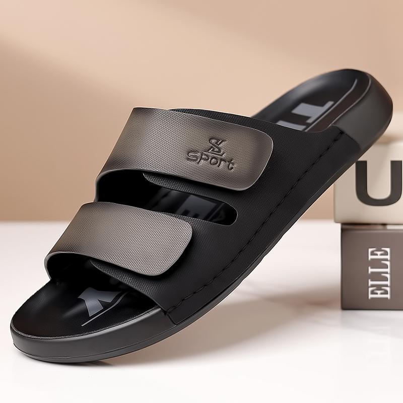 Summer Men Thick Bottom Slippers Leather High-quality Comfort Home Beach Vacation Slippers Casual Outdoor Breathable Beach Shoes