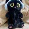 Fluffy Black Cat Pen Case With Large Capacity Student Stationery Organizer For Cute Desk Decor