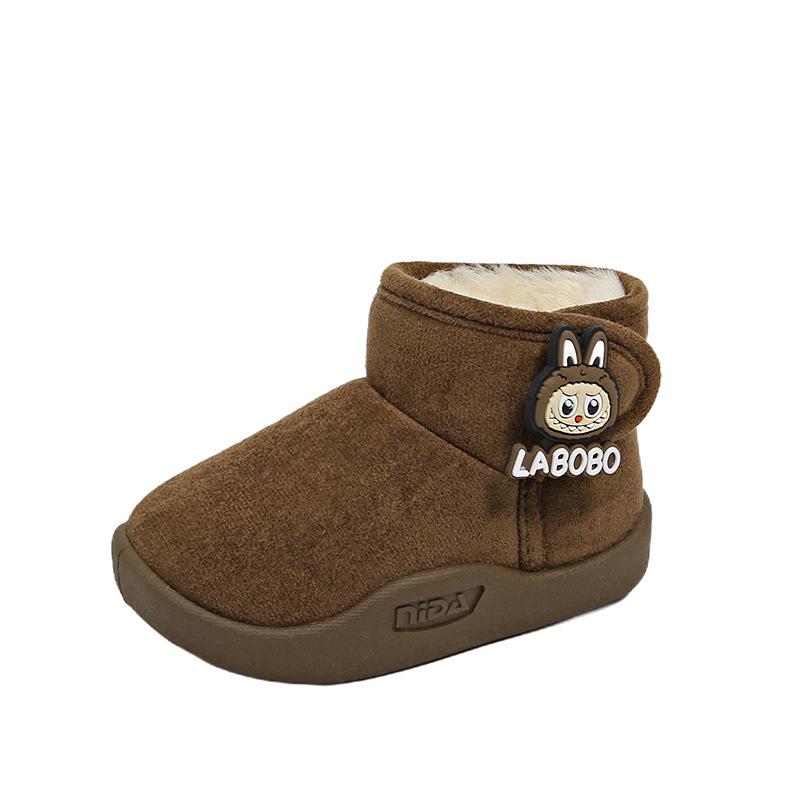 

2025 Детские зимние сапоги из натуральной кожи: Теплый, Снегозащитный, Плюс Вельвет для Мальчиков и Девочек Size 22 - 14 cm коричневый