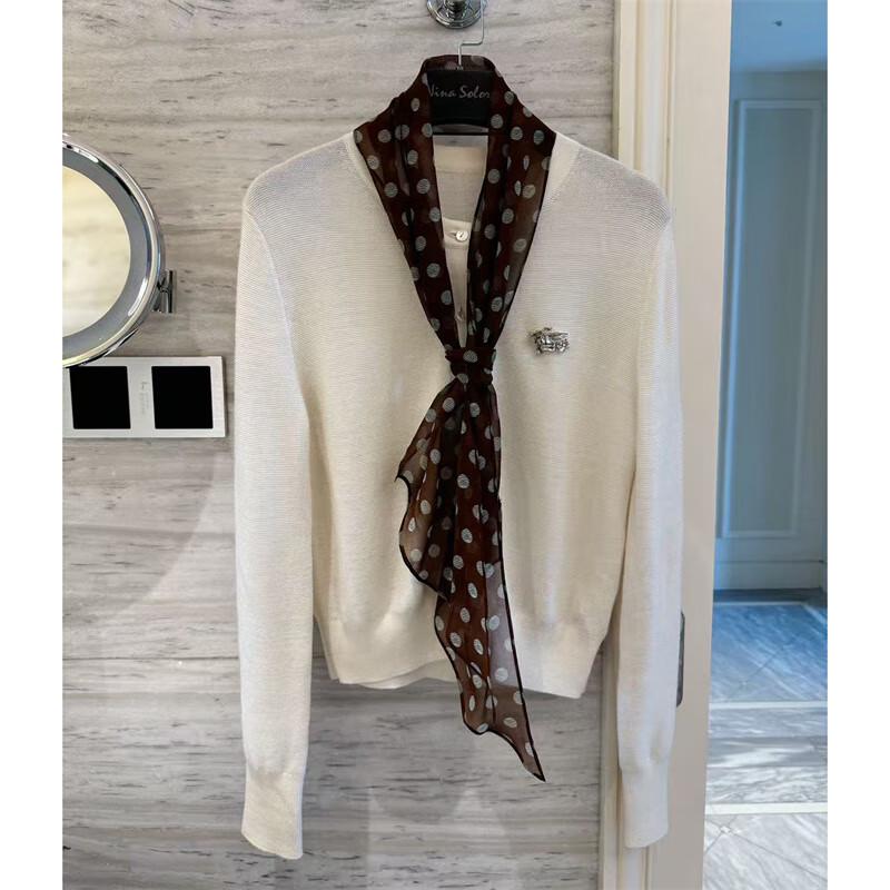 NINA SOLOR Flowing Polka Dot Silk Scarf