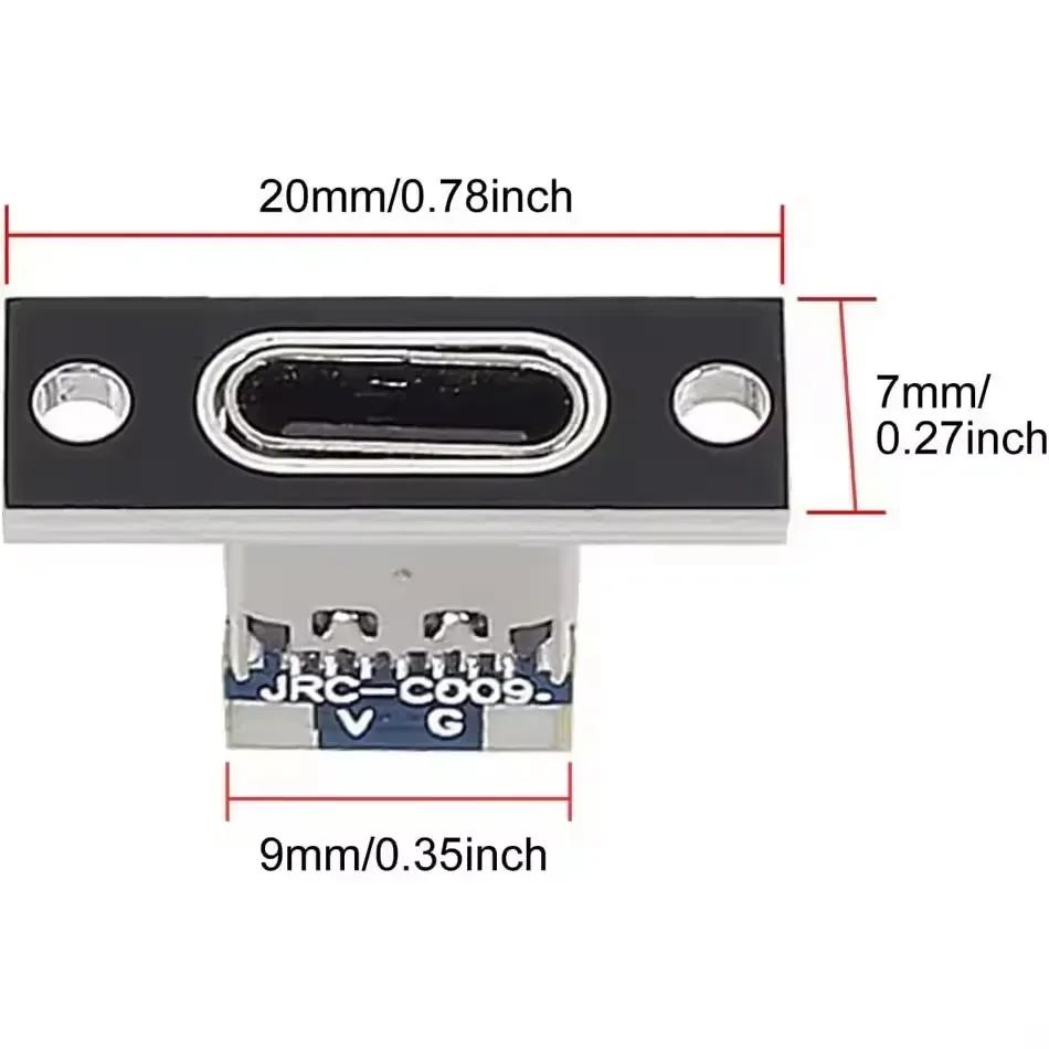5/20Pcs USB Jack 3.1 Type-C 2Pin 4Pin Female Connector Jack Data Charging Port Small Electrical Charging Base with Fixing Plate
