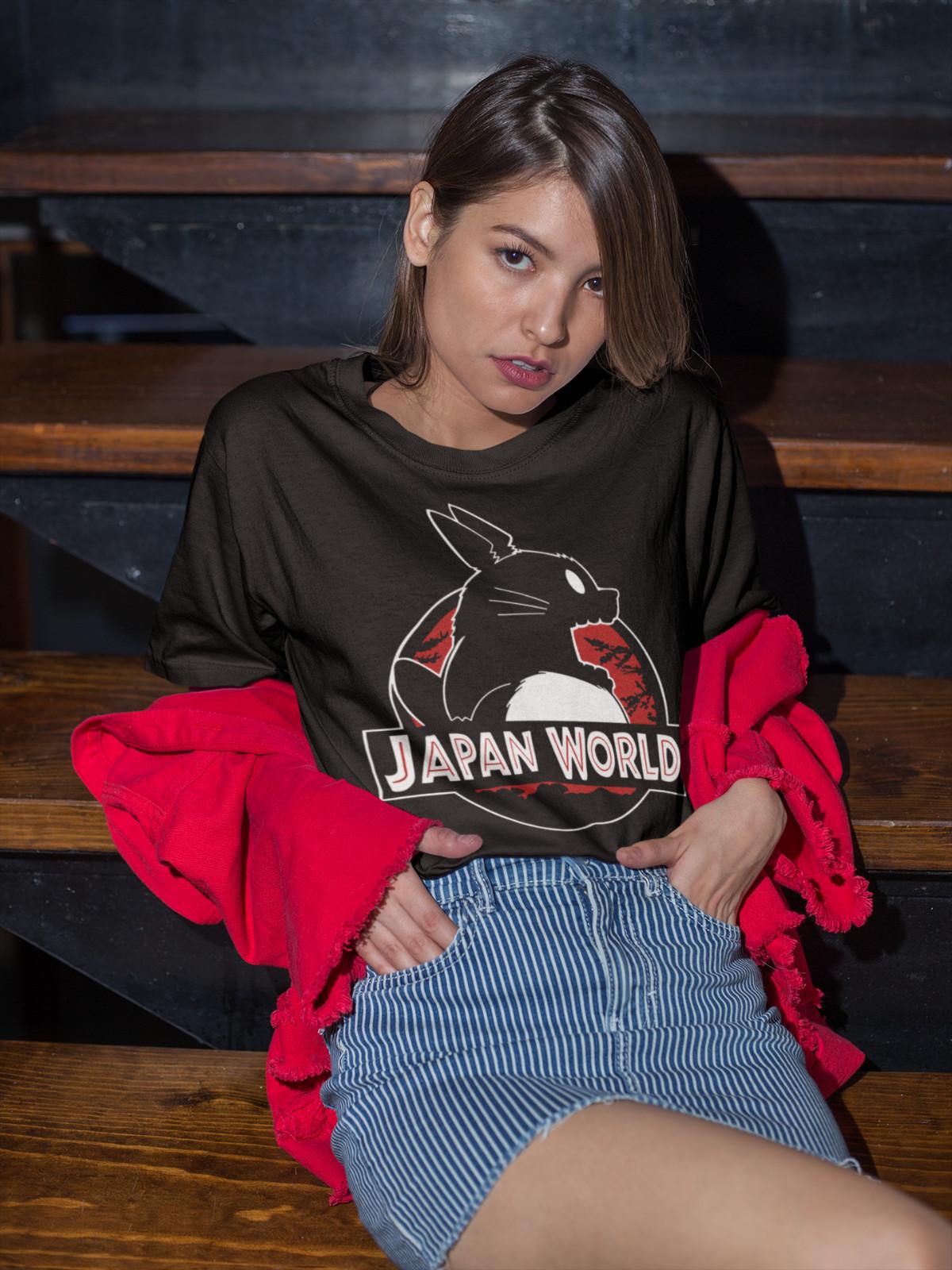 Jurassic World Anime Totoro Parody Dino Womens Cotton Shirt S-XXXL Oversized 4XL