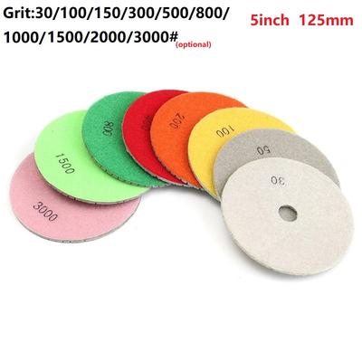 5" 125mm Dry/Wet Polishing Pads Flexible Grinding Discs For Granite Marble Stone 30/100/150/300/500/800/1000grits