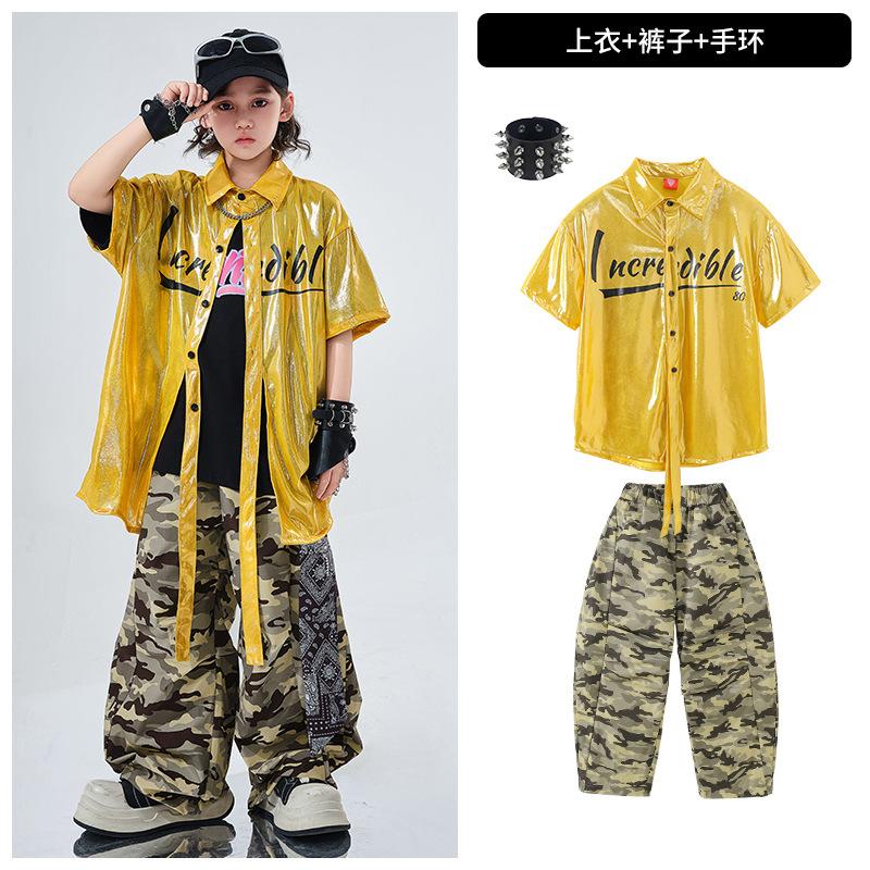 Children'S Hip-Hop Trendy Clothes Boys' Hip-Hop Fried Street Hiphop Performance Clothes Are Trendy And Cool Children'S Summer Two-Piece Short Sleeves