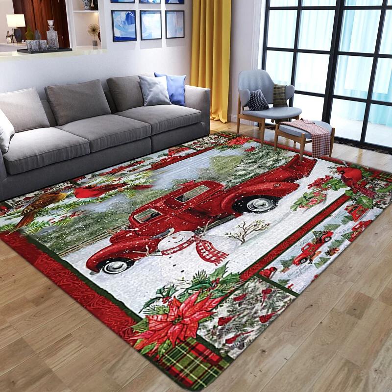 Cartoon Snowman Carpet Merry Christmas Area Rug For Living Room Bedroom Bedside Decor Home Entrance Door Mat Anti-slip Floor Mat