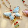 Ethnic Style Brocade Butterfly Necklace Traditional Embroidered Pendant Necklace  Ethnic Fashion