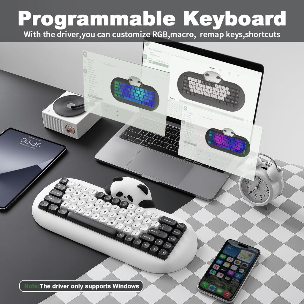 [YUNZII] C68 Wireless Keyboard 65% Panda Switch - keyboard