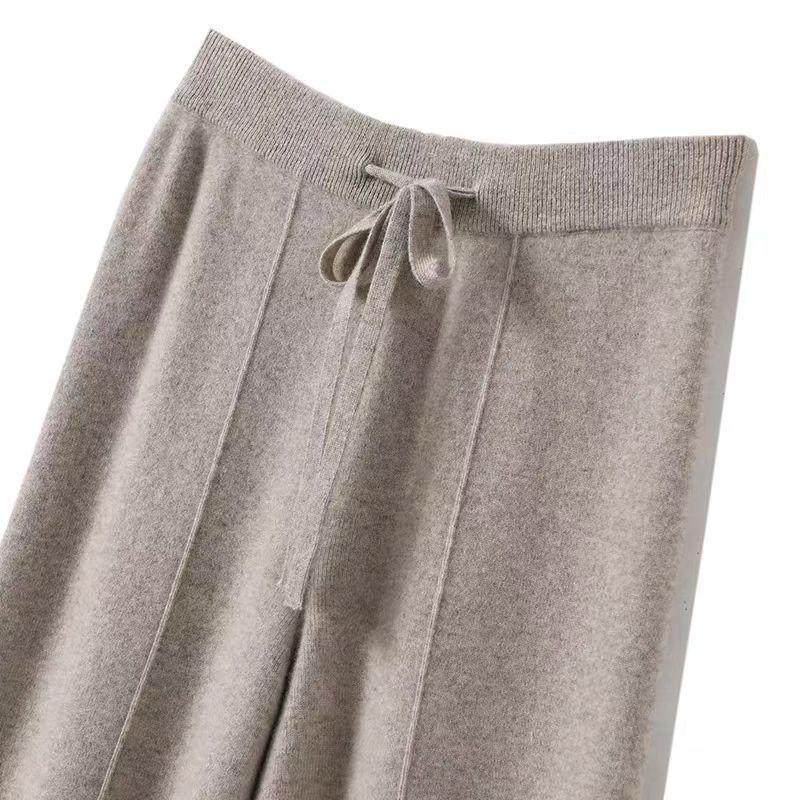 Women's Wool Wide-Leg Pants - Thickened, Loose, Casual, for Autumn/Winter
