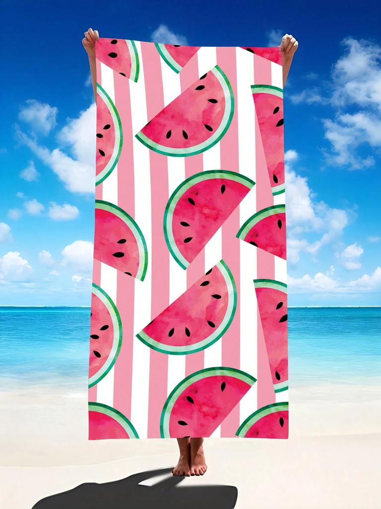 Wassermelonenscheiben-Print Schnelltrocknend Leicht Atmungsaktiv Bequem Strandtuch für Sommer Pool und Outdoor-Aktivitäten