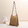 Beaded shoulder strap single-shoulder square straw woven bag hollow out shoulder bags solid color tassels handbags beach clutch