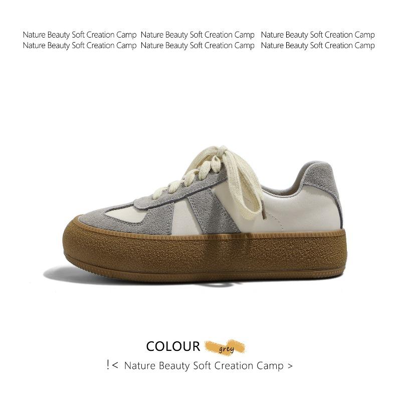 Natural Roll Thick Baseplate Shoes New Small Height Increase Versatile Casual Sports Shoes Retro