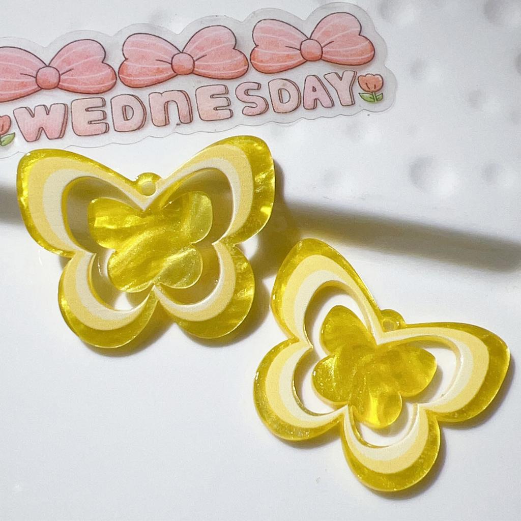 Hollow Butterfly Pendant Jewelry Making Pendant with Hole Decorative Acrylic Butterfly Charm Bracelet Making Bead DIY