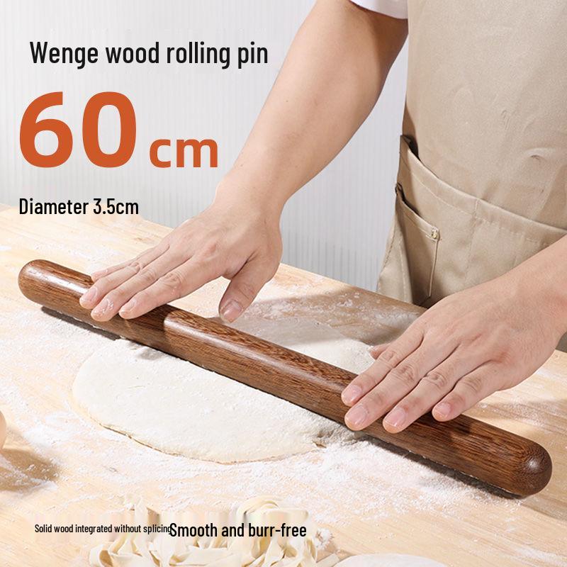 Beech Wood Rolling Pin for Dough and Dumplings - Solid Wood Baking Tool with Round Head