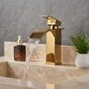 Single-Hole Stainless Steel Polished Modern Square Design Single Handle Deck Bathroom Ceramic Valve Core Waterfall Basin Mixer