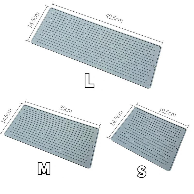 Foldable Dish Drying Mat Drainer Mat Silicone Heat Insulation Placemat Kitchen Sink Mat Anti Slip Pad Coaster Dish Draining Tool