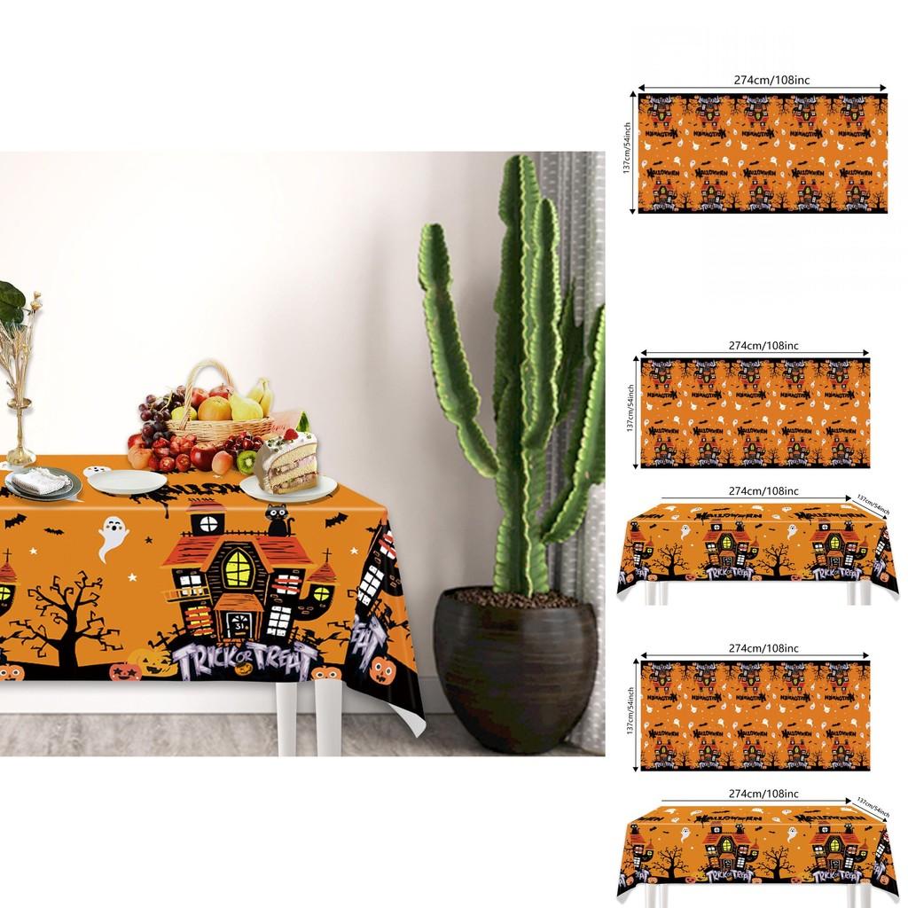 Halloween Disposable Tablecloth With Ghost And Castle Print For Party Decor