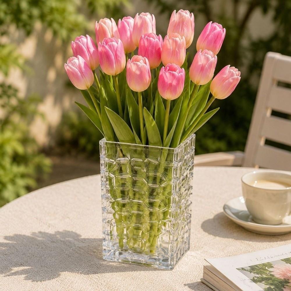 Waterproof Flower Arrangement Vase Clear Plastic Tableware Storage Box Desk Organizer
