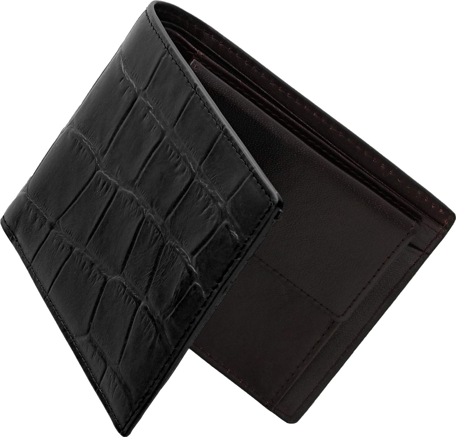 

Двосторонній гаманець з тисненням крокодила з натуральної шкіри з портмоне чорний [Mia Borsa] чоловічий