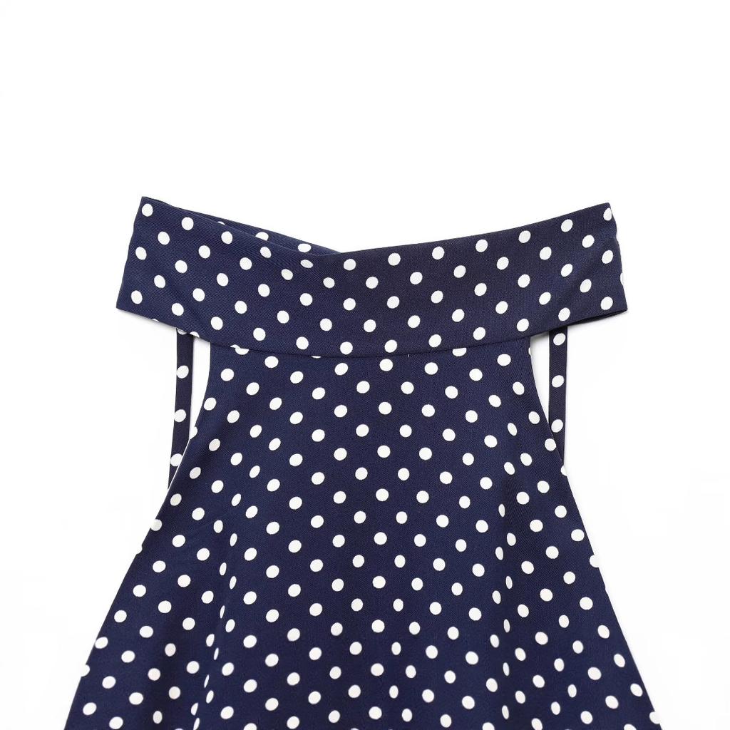European and American women's clothing summer new models, backless neck collar design, sleeveless with belt Midi dress