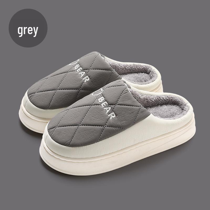 Men's Non-Slip Waterproof Indoor Fur Slippers - Warm, Thick-Soled, Cotton House Slippers