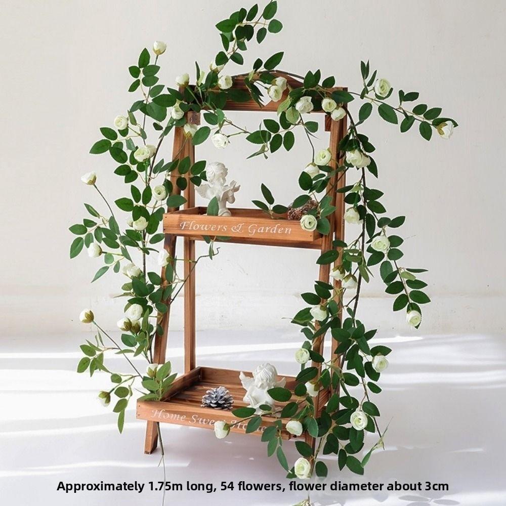 High Quality Plastic Silk Artificial Rose Vine 4 Colors 1.75m 54 Heads Hanging Flowers Rattan Fake Plants Leaves Home Decoration