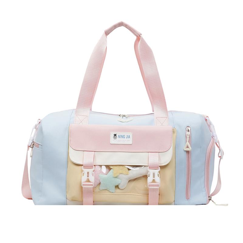 

Lightweight Large Capacity Travel Bag Color Block Women s Dry and Wet Separate Gym Bag Short-Distance Luggage Bag синій