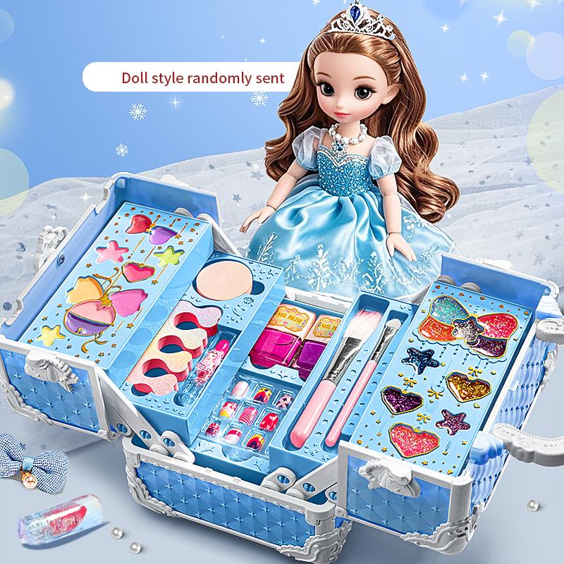 Children's Makeup Toy Non-toxic Simulation Cosmetics Suitcase Nail polish Lipstick Beauty Fashion Kit For 3 Year Girl Gifts Kids