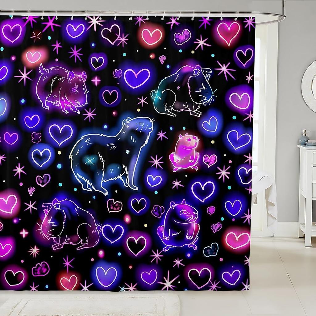 Yellow Rubber Duck Shower Curtain Set,Cute Swimming Duck Bathroom Decor for Kids,Kawaii Animal Bathroom Set Gifts for Pet Lovers