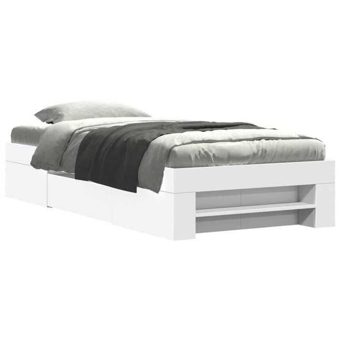 VidaXL Bed Frames White 75x190 Cm Engineered Wood, Bedroom Furniture, Single Bed, Slatted Base, Bed, Bed Frame 3295527