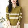 Women's Lapel Knitted Sweater Loose Sweater Polo Collar Knitted Sweater Long Sleeved Top