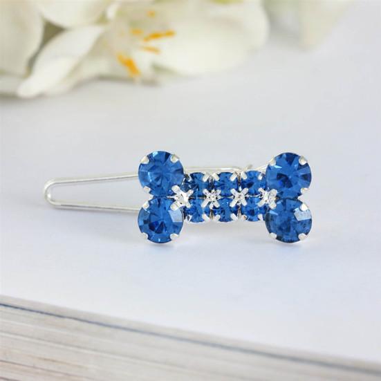 Yousheng Pet Barrettes Rhinestone Inlaid Pet Grooming Anti-fade Novelty Dogs Bone Hair Clips for Long-haired Dog