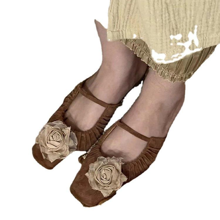 Fashion Women's Summer New Fashion Designer Flower Flat Comfort Mules Retro Square Toe Slip-on Outdoor Dress Party Women's Sandals