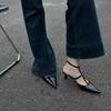 Sandals and Slippers for Women,New Pointed T-shaped Top with Thin Heels for Women