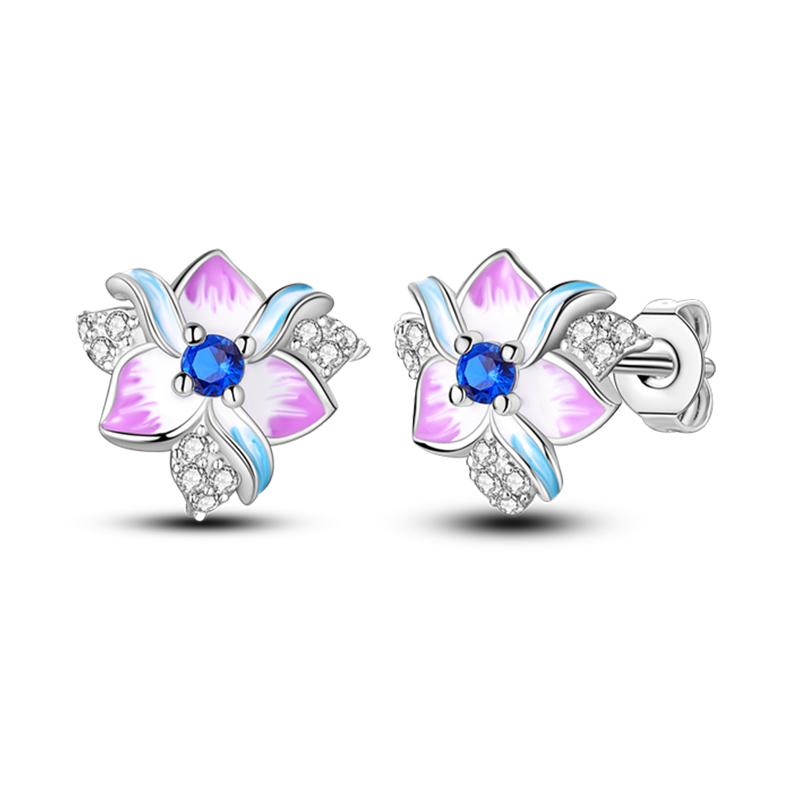 Fashion Spring Series Earrings For Women 925 Silver Color Butterfly Dragonfly Flower Heart Shaped Ear Studs Fine Jewelry Couple