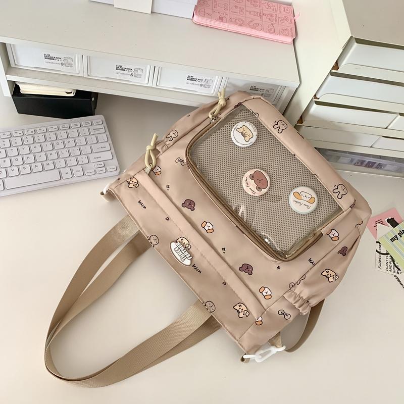 Прозрачная большая вместительная сумка-тоут женская сумка через плечо с мультяшным — фото 14