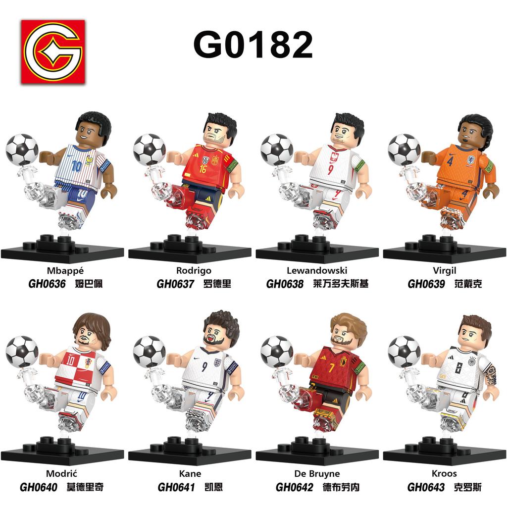 G0182 G0183 Soccer Player Building Blocks Figures, Star Player Action Figures, Articulated Joints, Collectible Model Kit