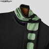 INCERUN Men High Neck Long Sleeve Scarf Pullover Casual Patchwork Tops