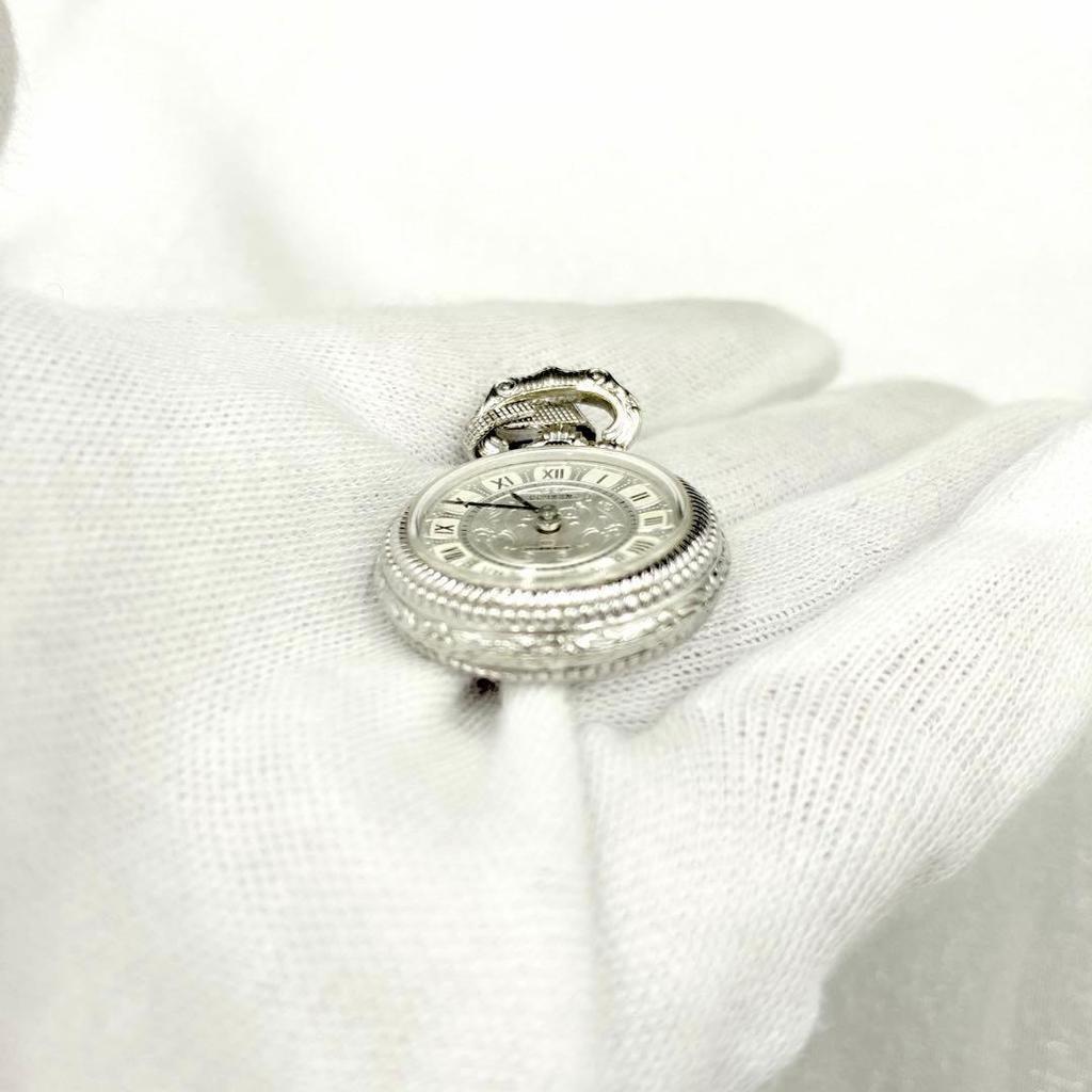 Used Excellent condition * CITIZEN Pocket Watch 17JEWELS Silver Color Hand-wound