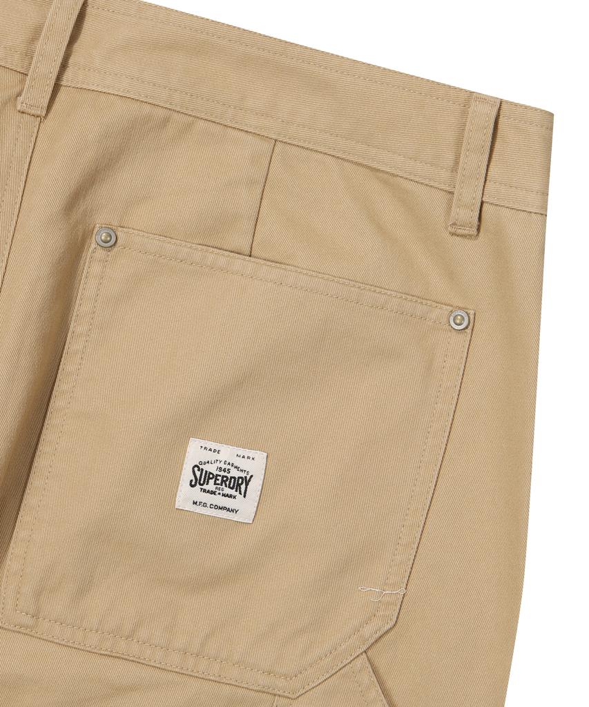 Syupeodeulai Corduroy Mix Straight Carpenter Pants Beige