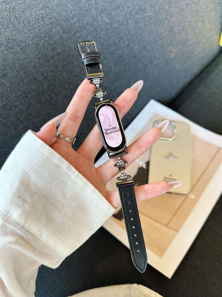 Saturn Diamant Lederarmband Geeignet für Xiaomi 89Pro Armband Apple Iwatch10 Uhr Fit3 Huawei Gt5