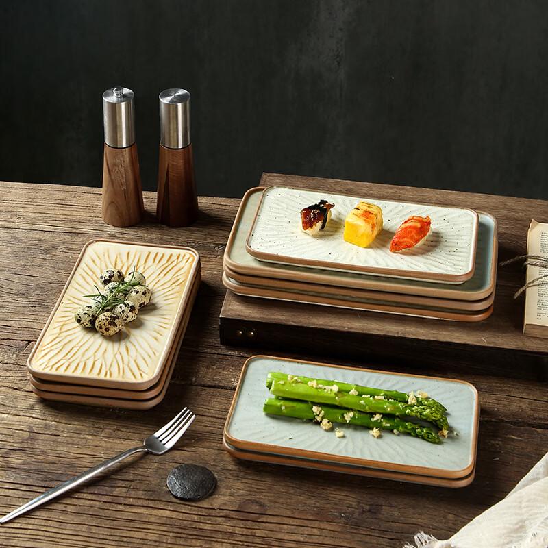 Wutuo Rustic Ceramic Rectangular Sushi Plate